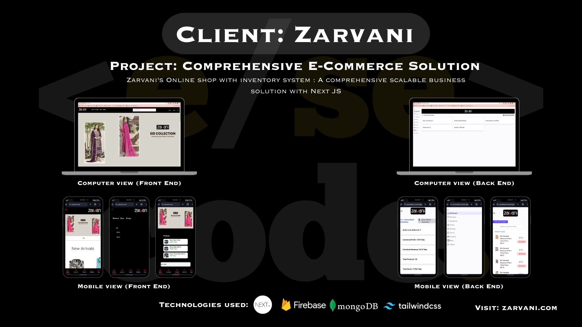 ZARVANI's Online shop with inventory system : A comprehensive scalable business solution with Next JS